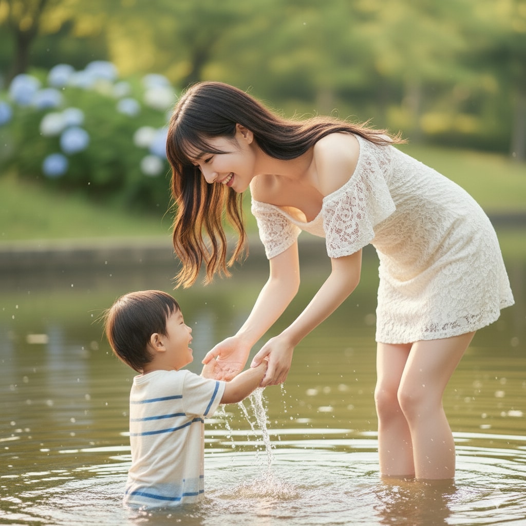 びしょ濡れママ