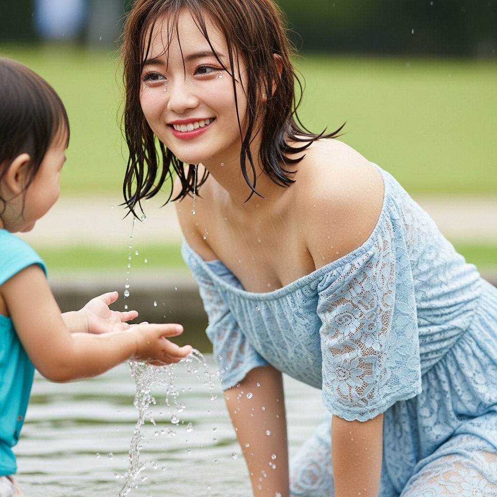 びしょ濡れママ