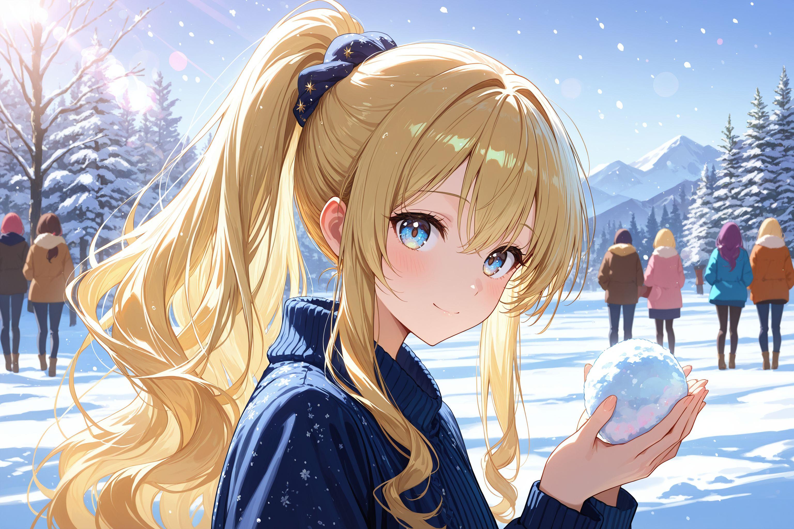 雪玉を投げようとしている少女 | の人気AIイラスト・グラビア