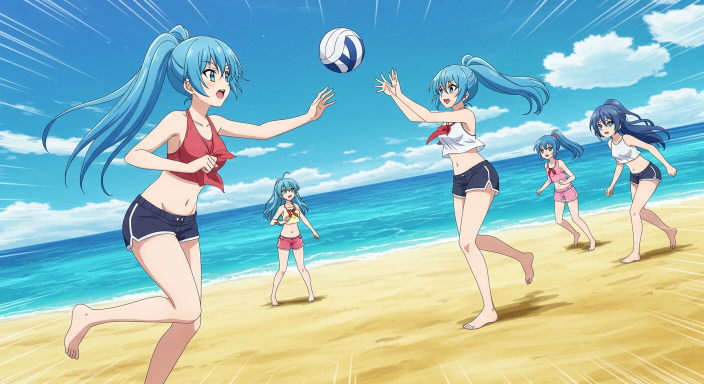 青ぽにちゃん ビーチバレー | の人気AIイラスト・グラビア