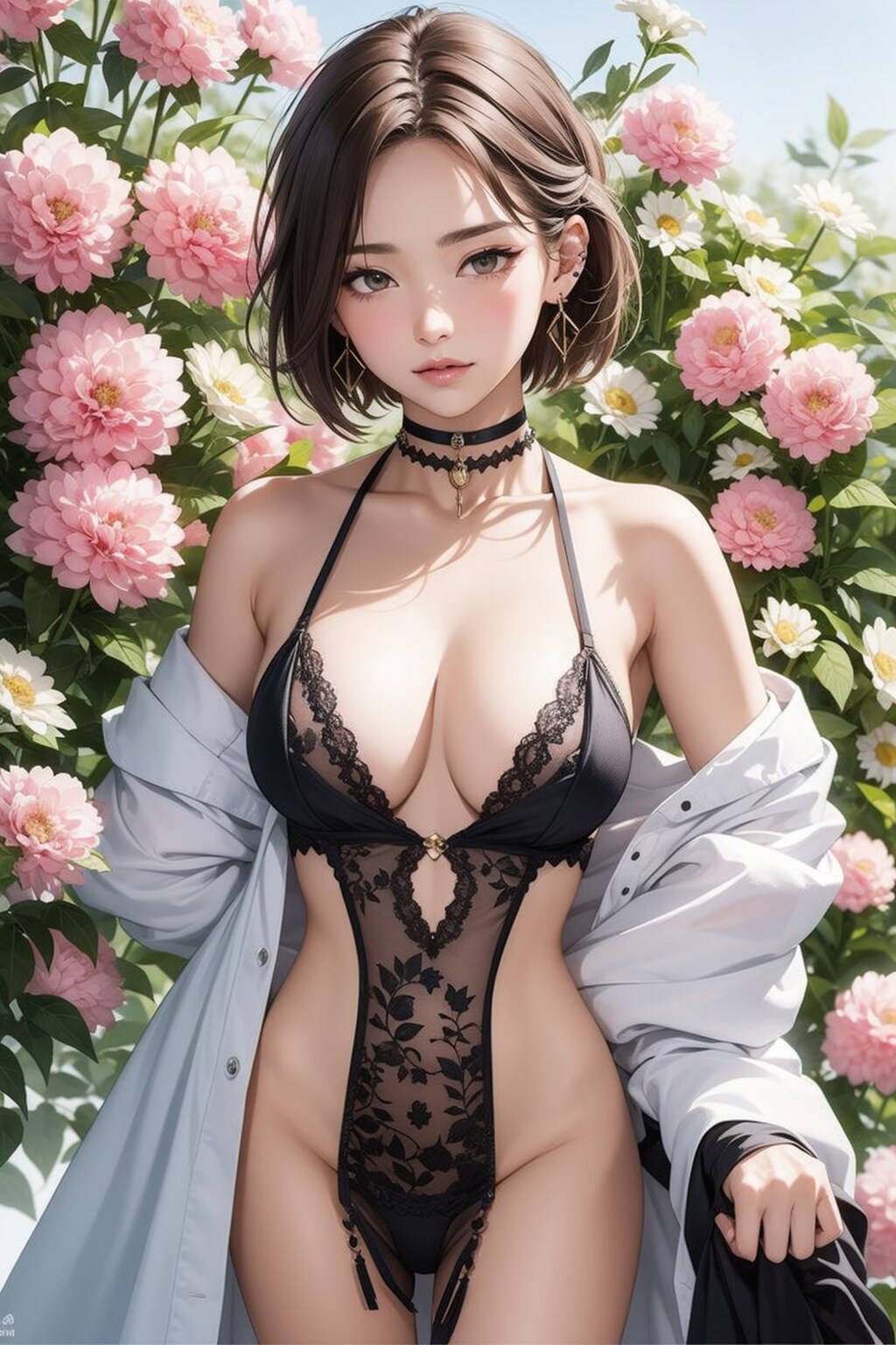 温室で、おっぱいとパンツチャレンジ♡