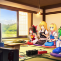 東方　霊夢　魔理沙　早苗　アリス　テレビゲームをしている 6枚目