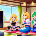 東方　霊夢　魔理沙　早苗　アリス　テレビゲームをしている 9枚目