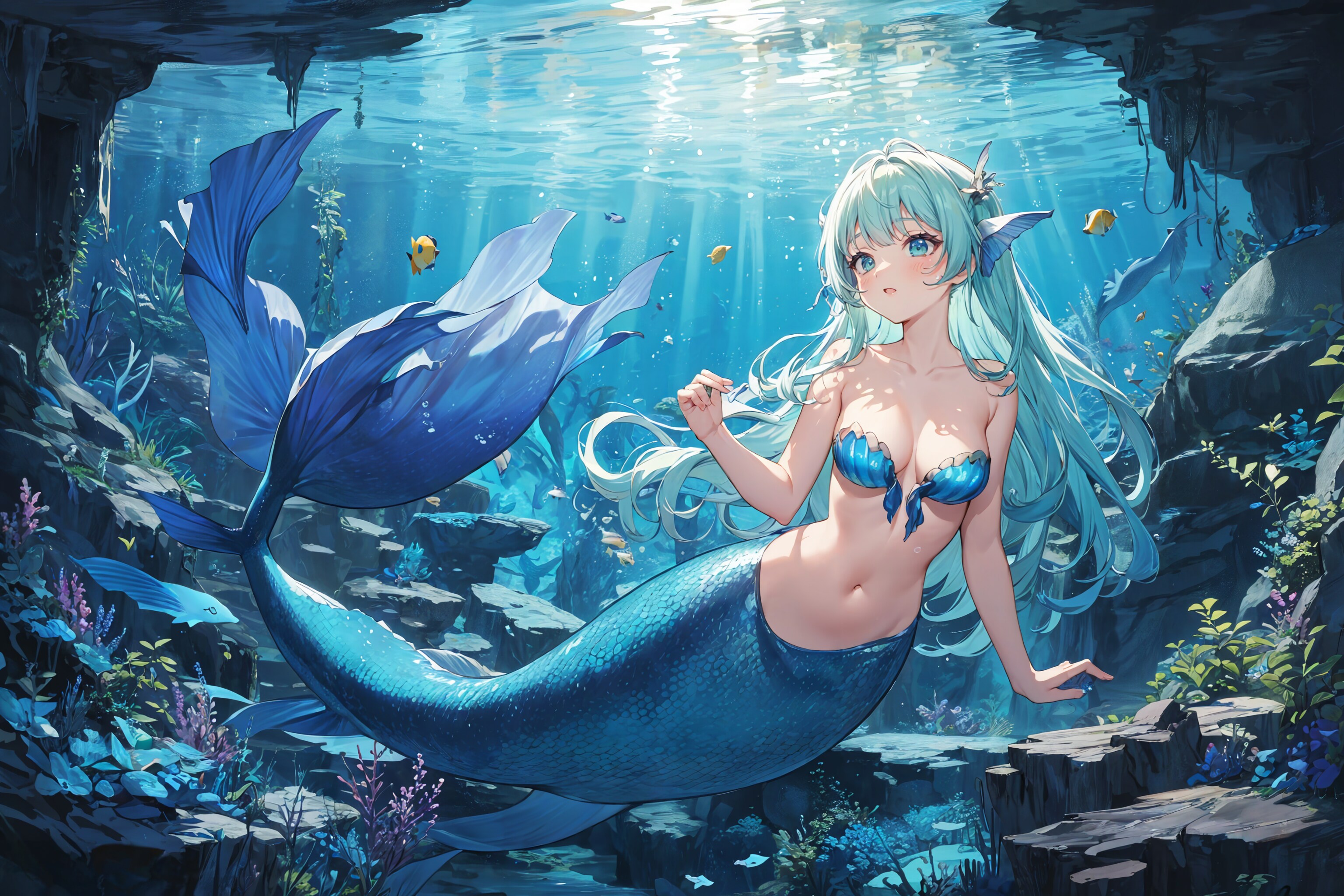 蒼の洞窟に住む人魚