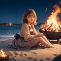 海辺の焚き火 2枚目