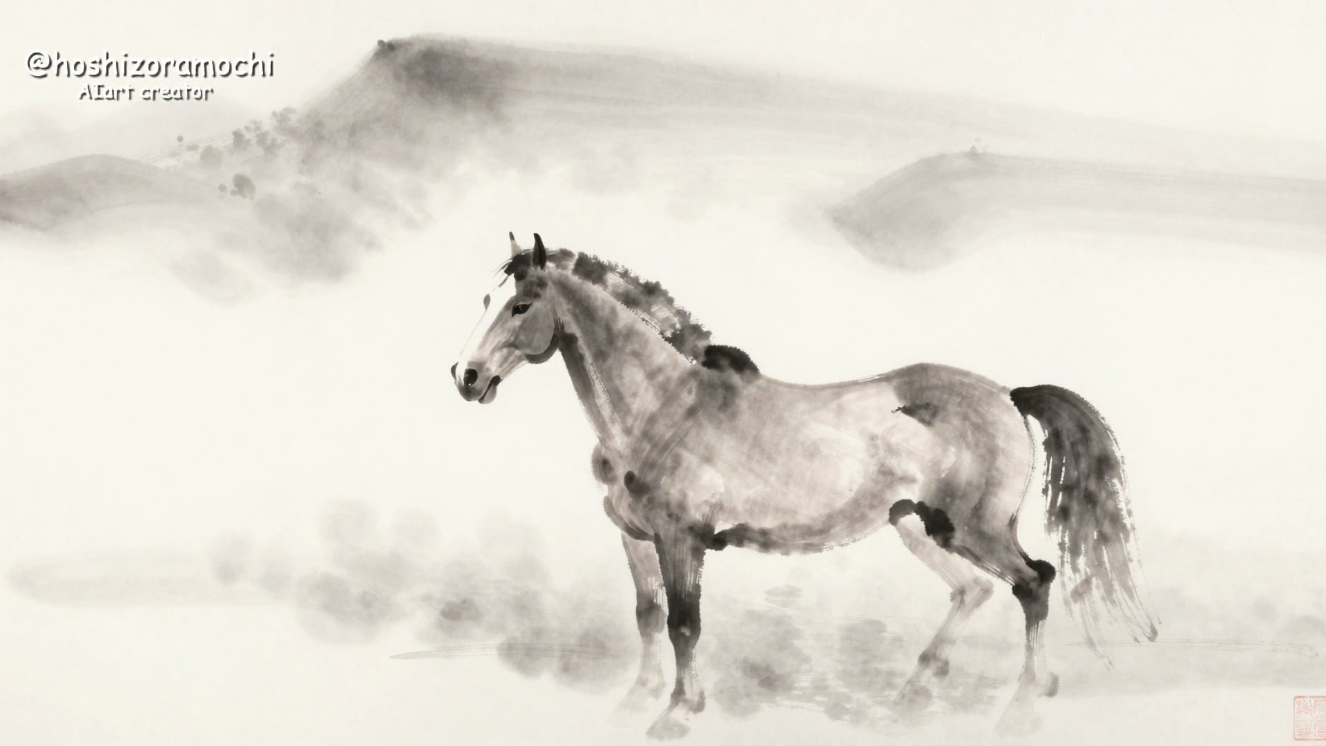 霧の中の馬影 | の人気AIイラスト・グラビア