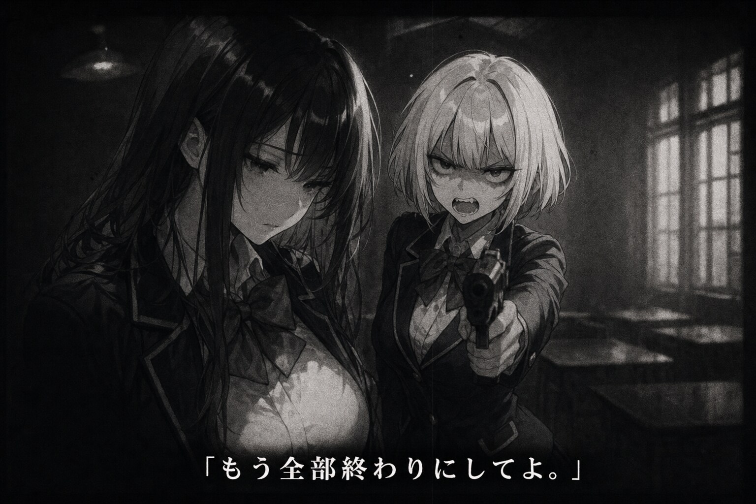 モノクロ映画風な二人 | の人気AIイラスト・グラビア
