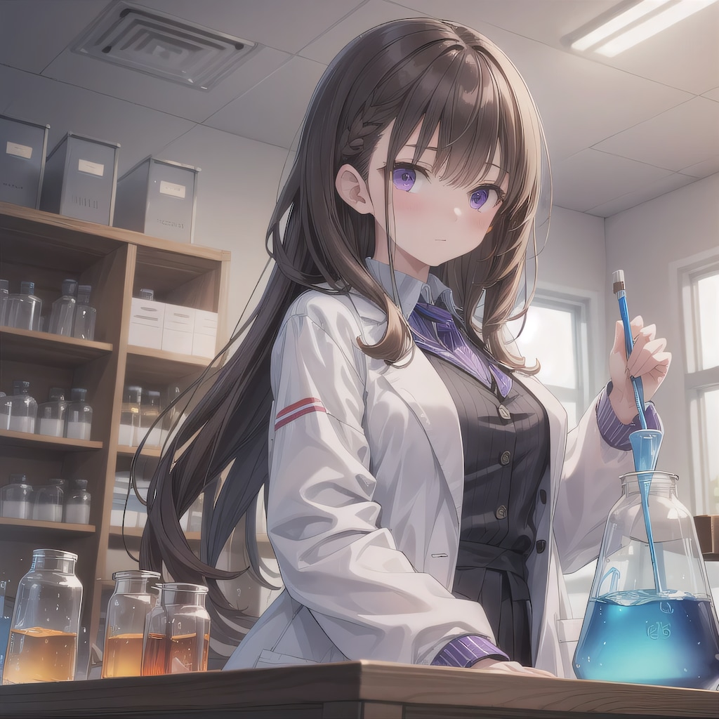 黒髪ロングで白衣の少女３９