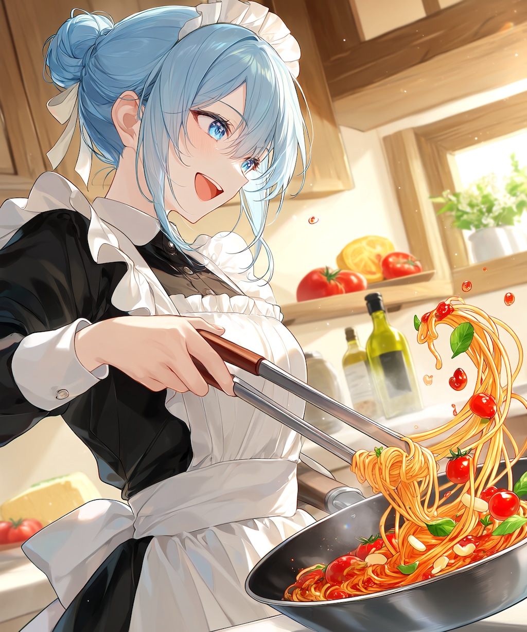 Mio.2に料理するメイドさんを描いてもらう