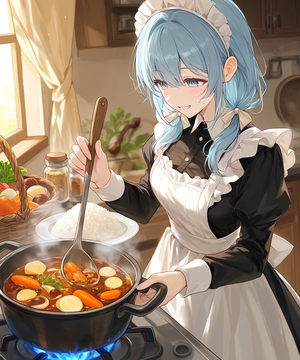 Mio.2に料理するメイドさんを描いてもらう