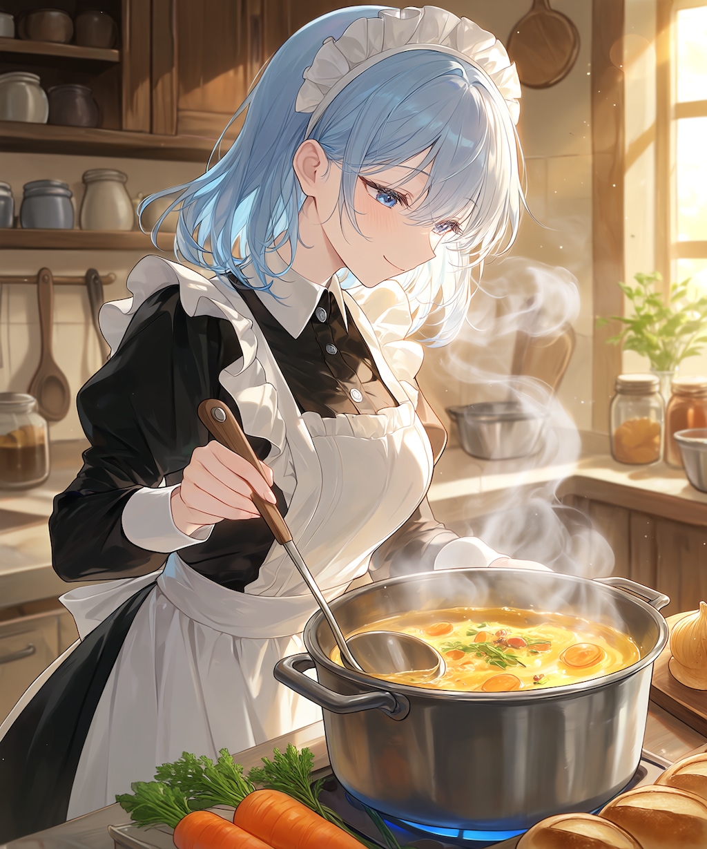 Mio.2に料理するメイドさんを描いてもらう