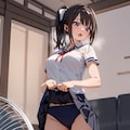 扇風機でクールダウンする女子高生1 2枚目