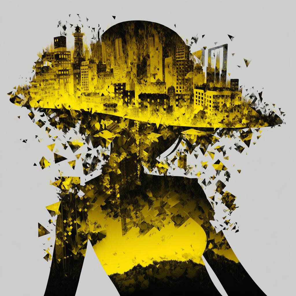 黒と黄の町少女