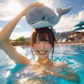 プールと頭の上でクジラ飼ってる子ちゃん 5枚目