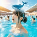 プールと頭の上でクジラ飼ってる子ちゃん 2枚目