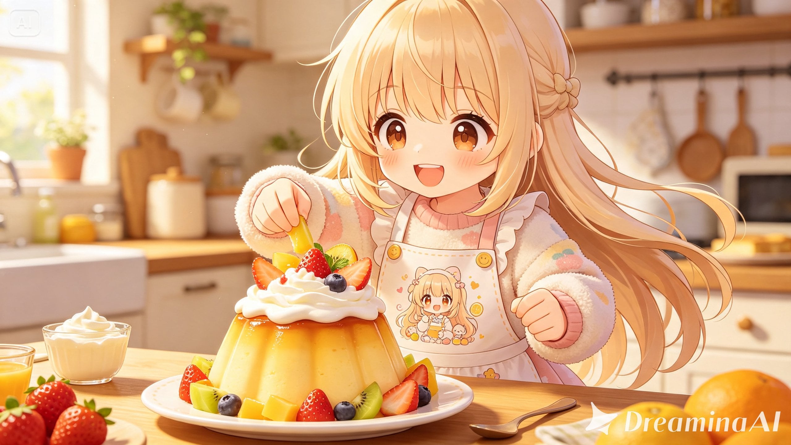 プリン作り大好き２【エプロン女子】（22/100） | の人気AIイラスト・グラビア