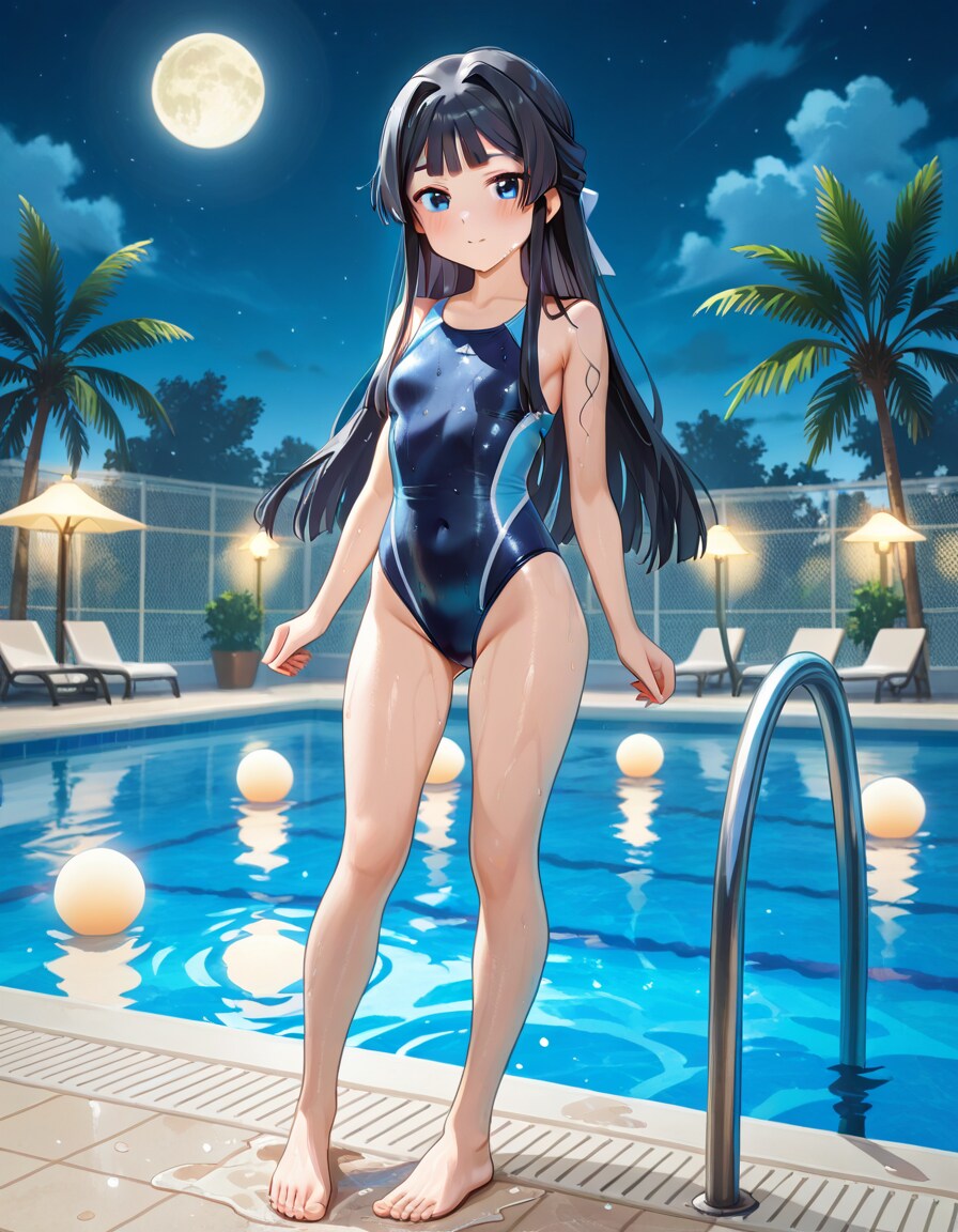 競泳水着の最上んと満月