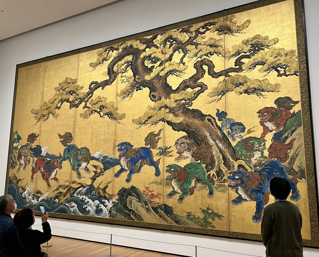 （狩野派）老松神獣群衆図