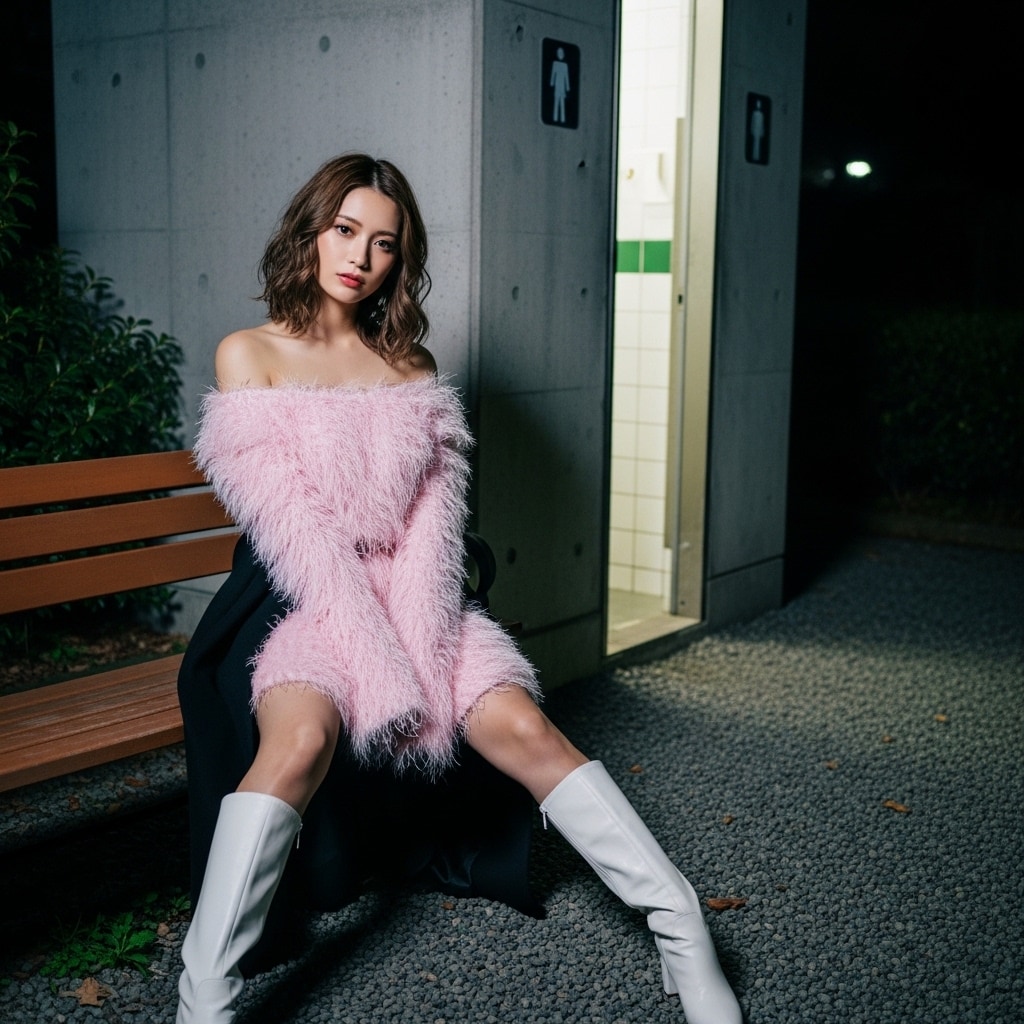 夜の公園で
