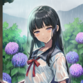 梅雨と紫陽花と濡少女 5枚目