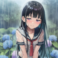 梅雨と紫陽花と濡少女 3枚目