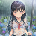 梅雨と紫陽花と濡少女 2枚目