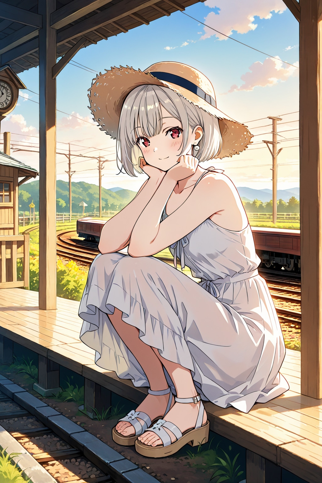 麦わらとワンピース　夕