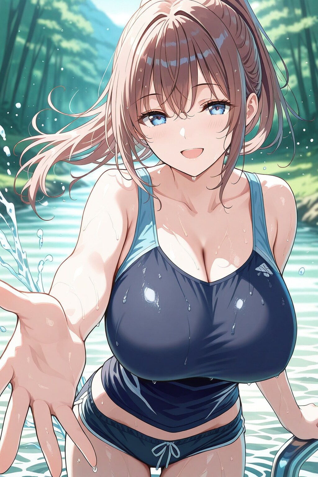playing in the river