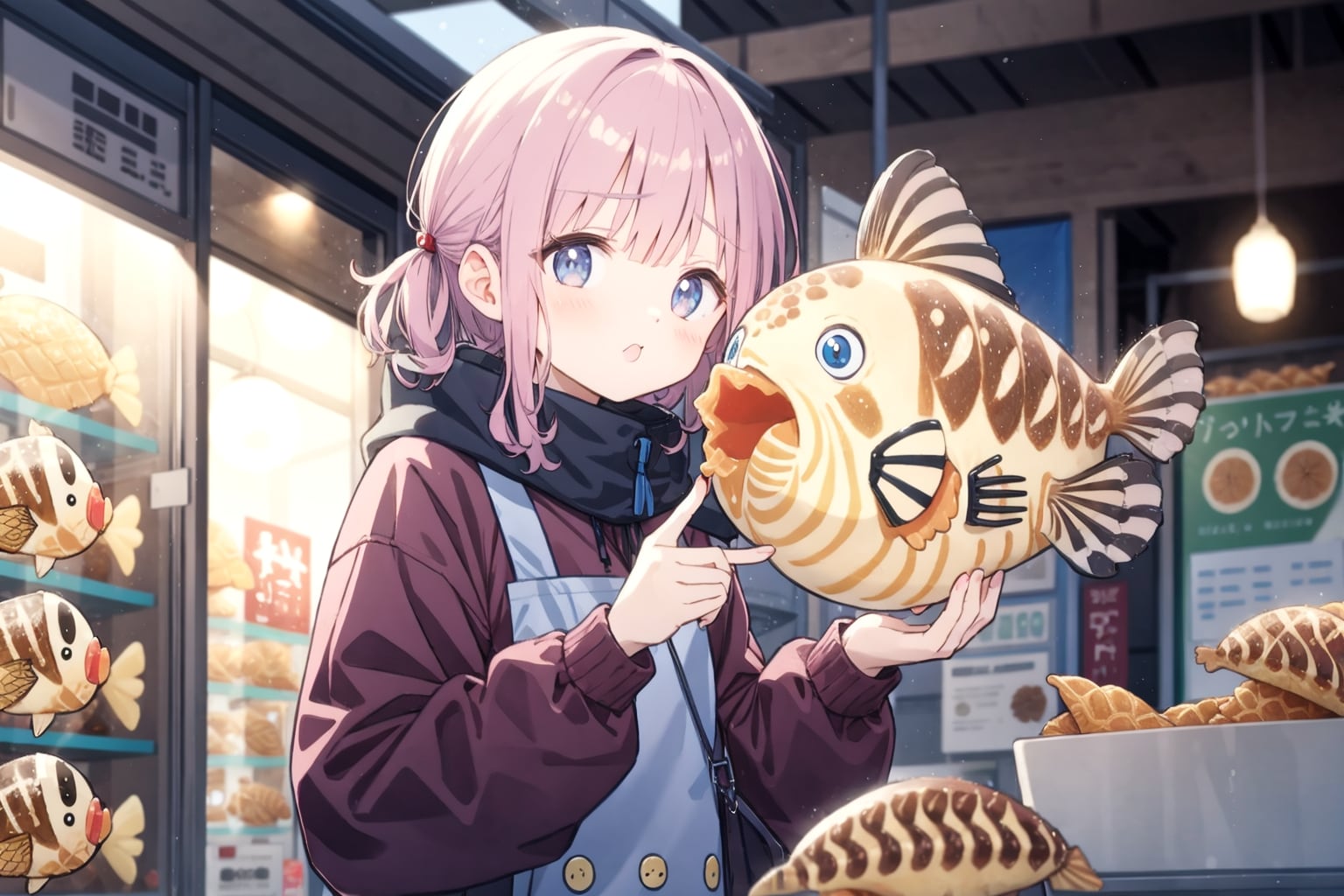 これたい焼きやない。かわいい魚型パンを女の子が浮かしているイリュージョンや | の人気AIイラスト・グラビア