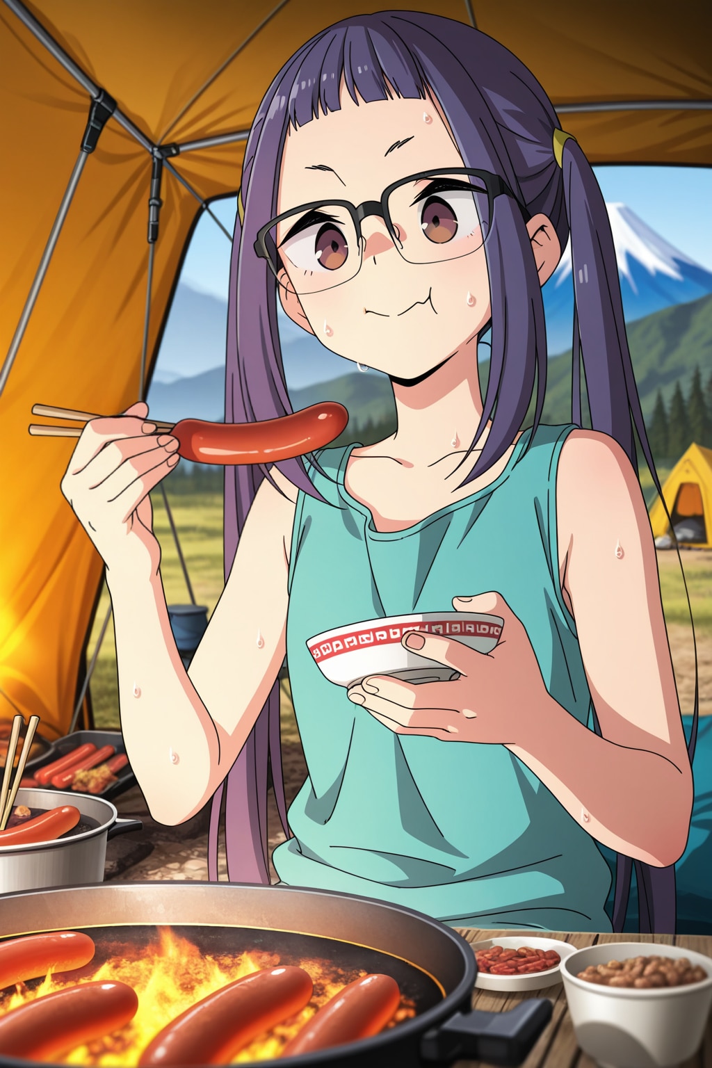 大垣千明のキャンプでソーセージ⛺️🌭❤️ | の人気AIイラスト・グラビア