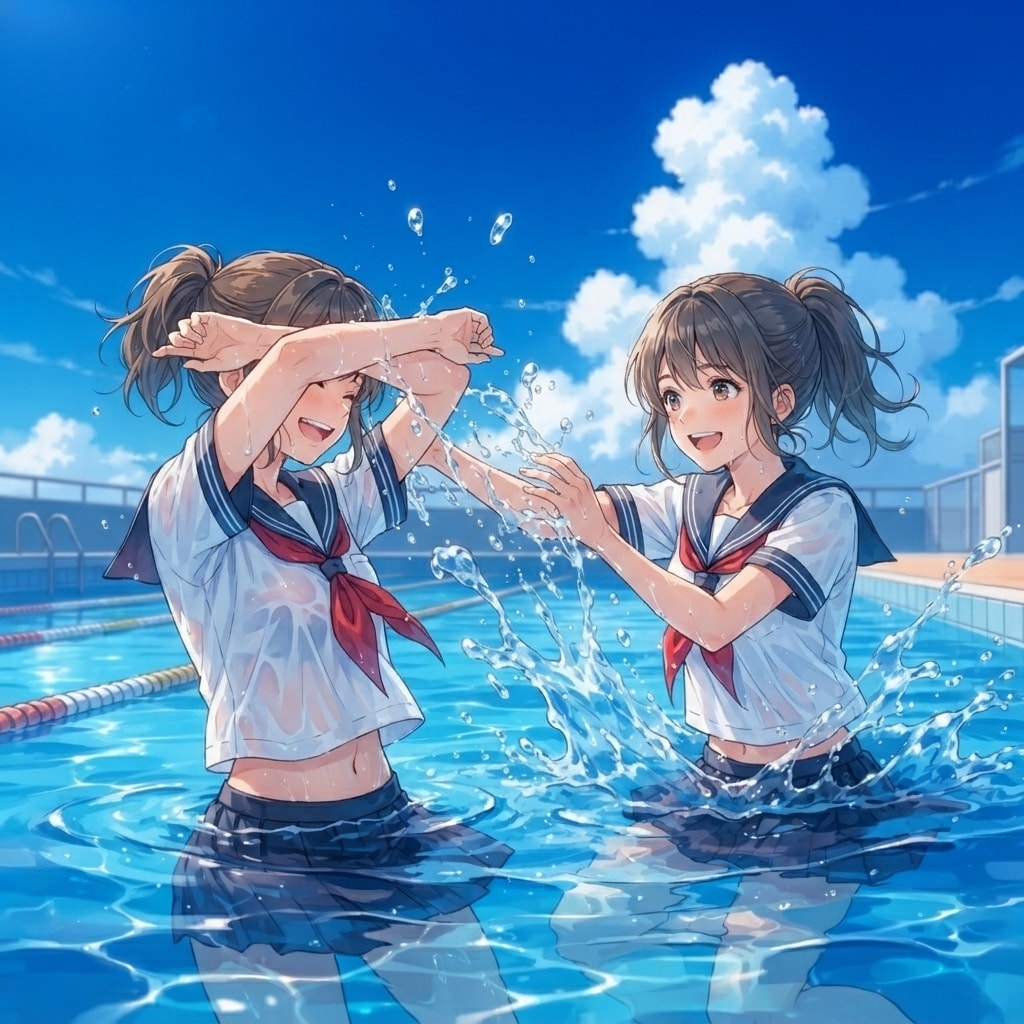 プールの少女 | の人気AIイラスト・グラビア