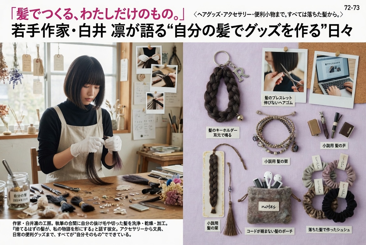 自身の髪をで作る工芸作品
