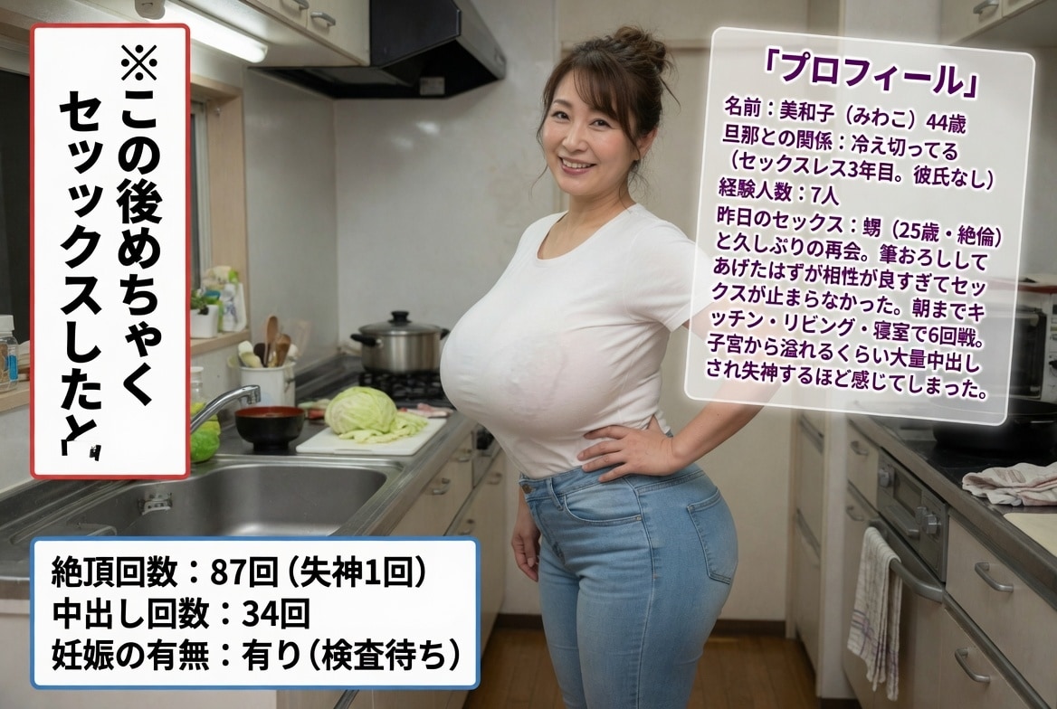 この後めちゃくちゃセックスした　爆乳人妻熟女　キッチンにて