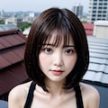 複雑カット黒ボディースーツでポロリ 9枚目