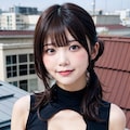複雑カット黒ボディースーツでポロリ 4枚目
