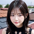 複雑カット黒ボディースーツでポロリ 11枚目