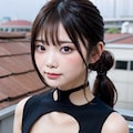 複雑カット黒ボディースーツでポロリ 7枚目
