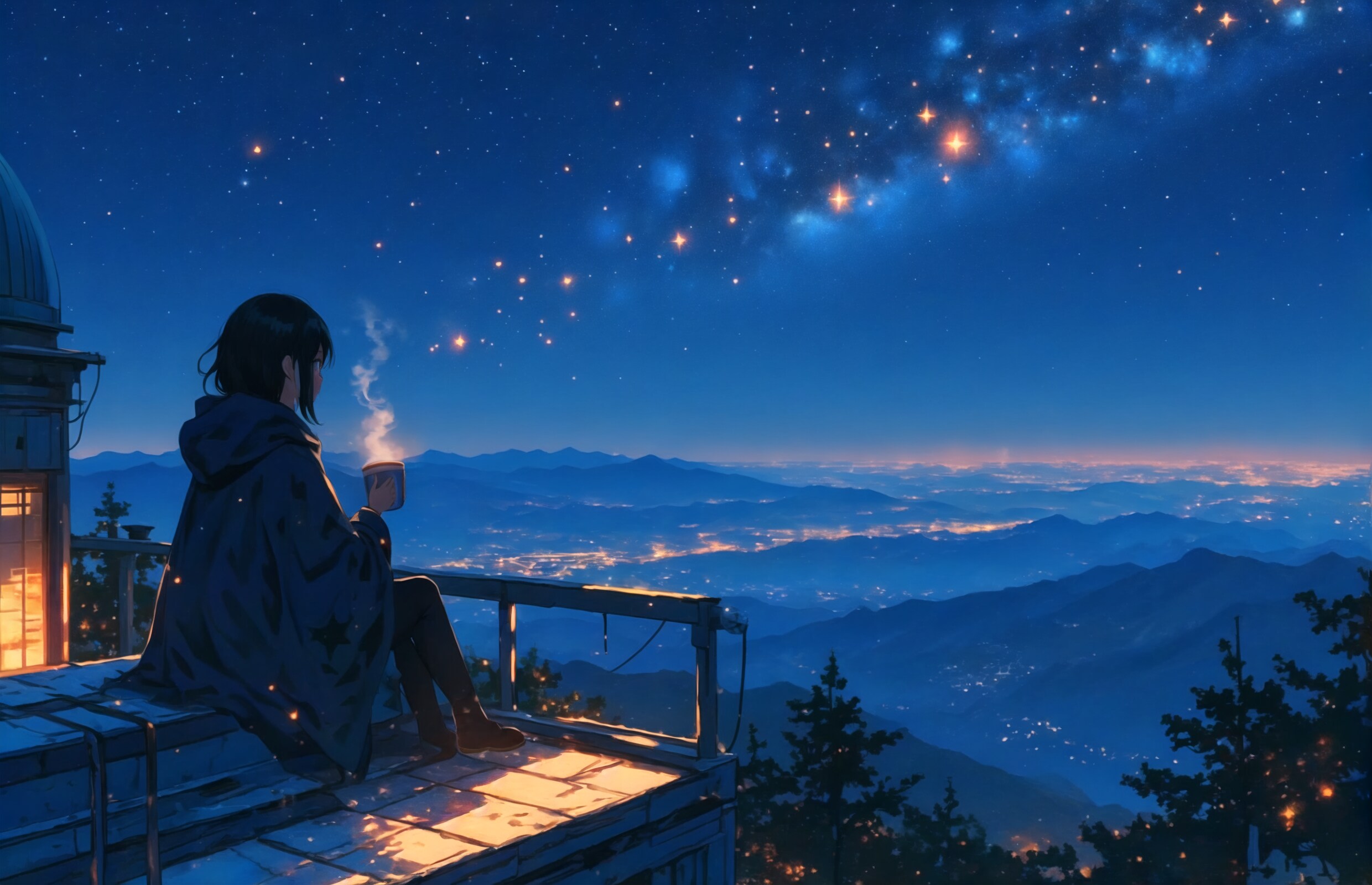 展望台から望む星空 | の人気AIイラスト・グラビア