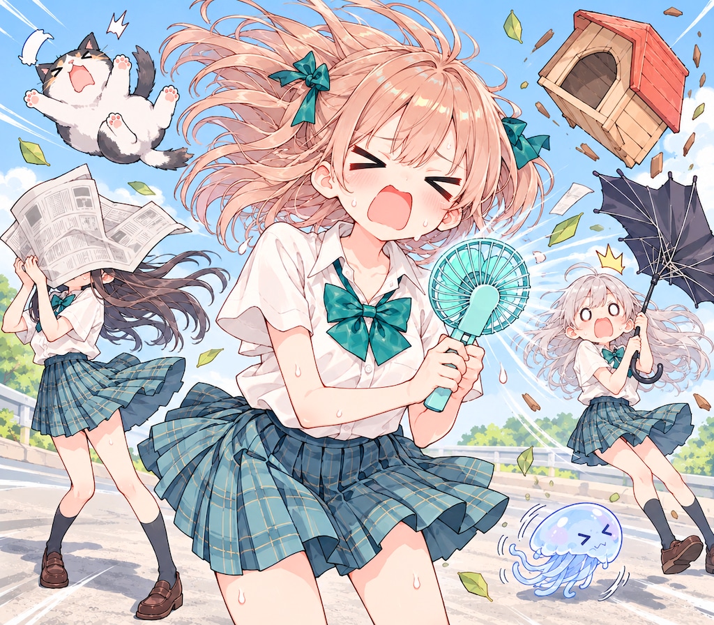 ハンディファンと少女