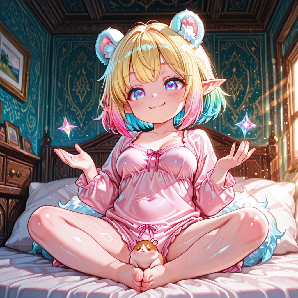 4枚）ハムスターとケモ耳エルフさん