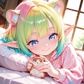 4枚）ハムスターとケモ耳エルフさん 3枚目