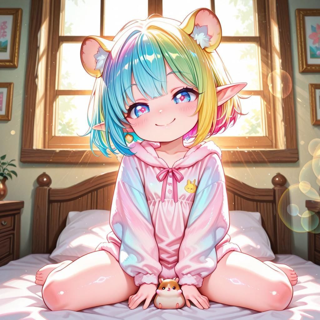 4枚）ハムスターとケモ耳エルフさん