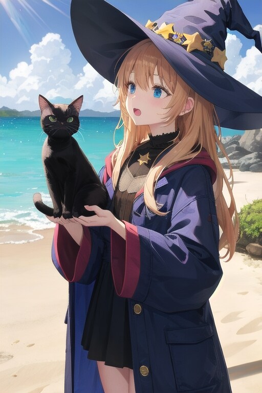 砂浜の魔女と猫