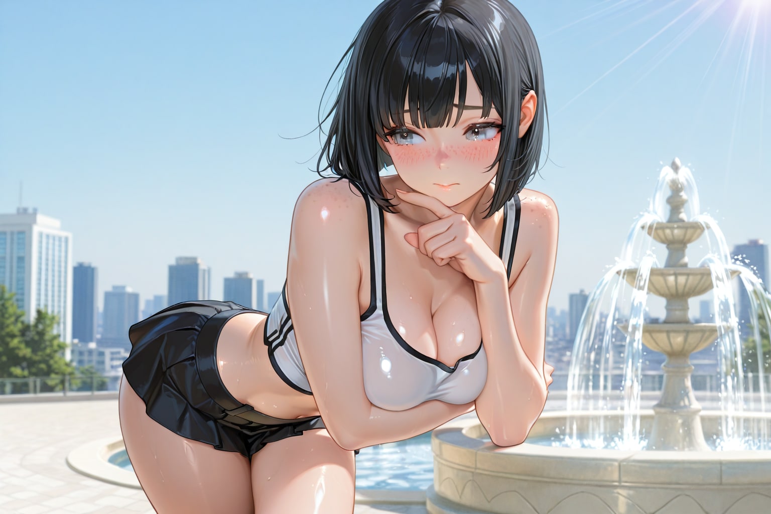 タンクトップでキメるそばかすボブちゃん