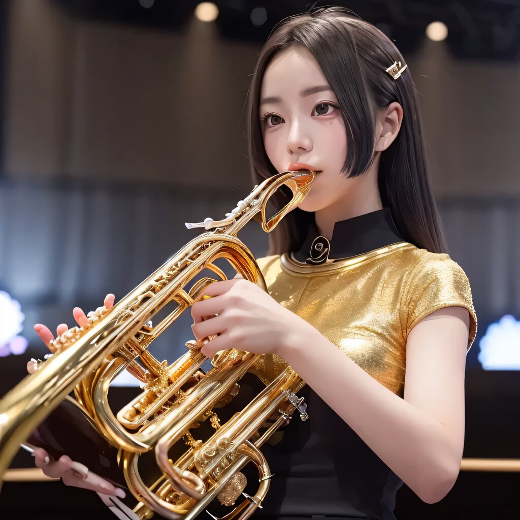 黒髪ロングでブラスバンドの美女６０