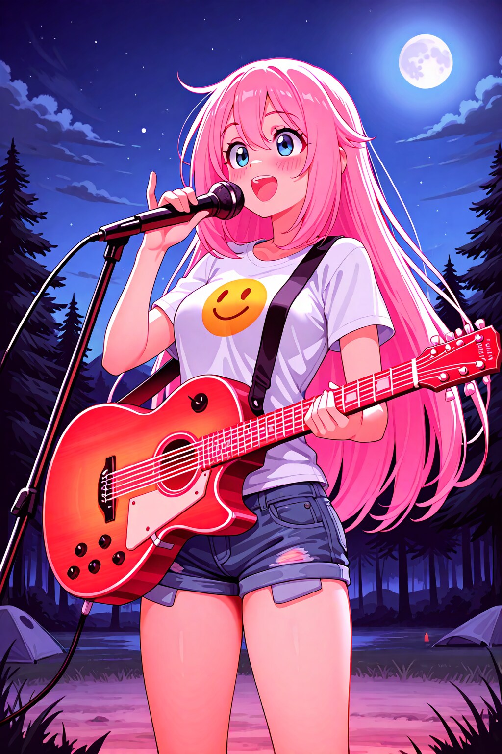 キャンプ場で歌を唄うなでしこ(ちちぷい版)