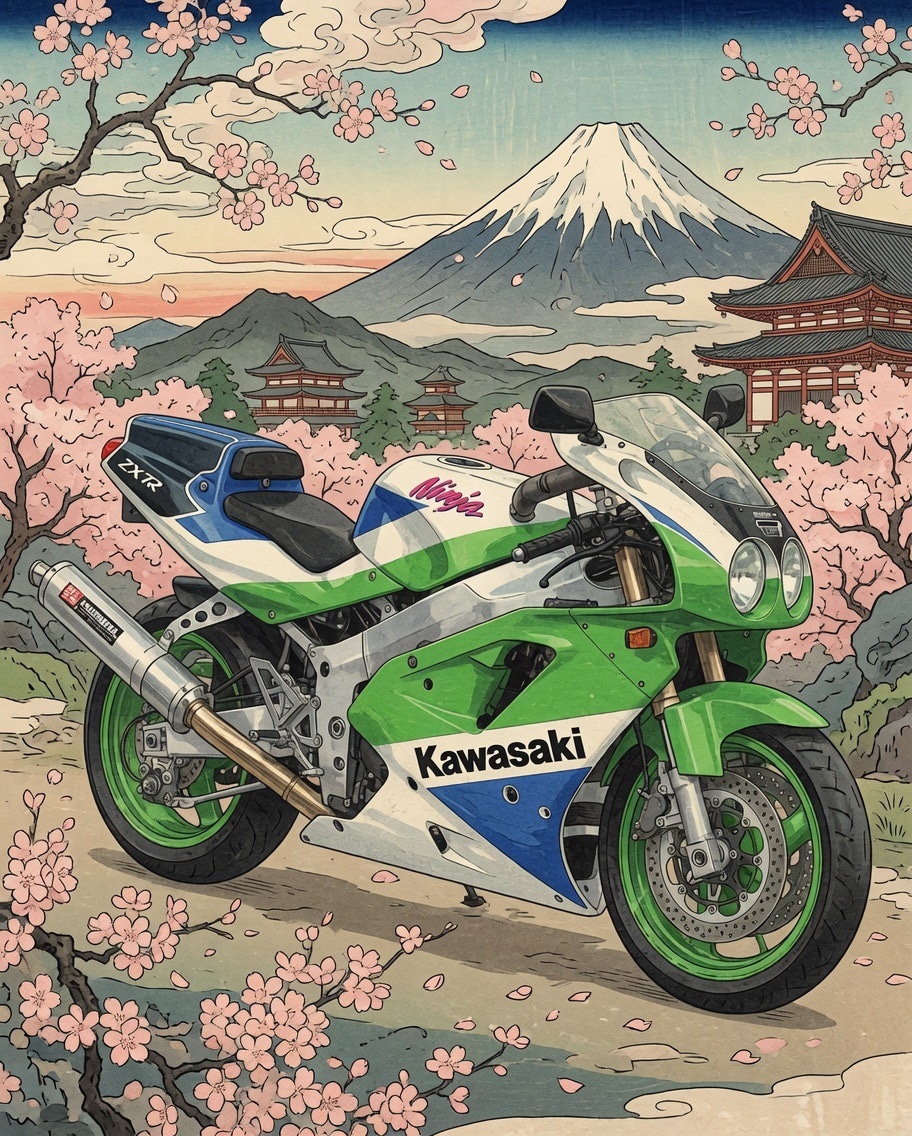 浮世絵スタイルのZXR750R | の人気AIイラスト・グラビア