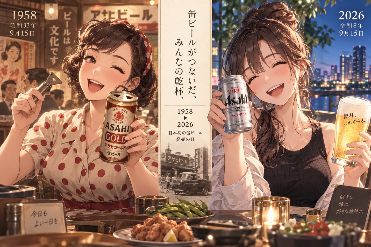 日本初の缶ビールが発売された日と聞いて | の人気AIイラスト・グラビア