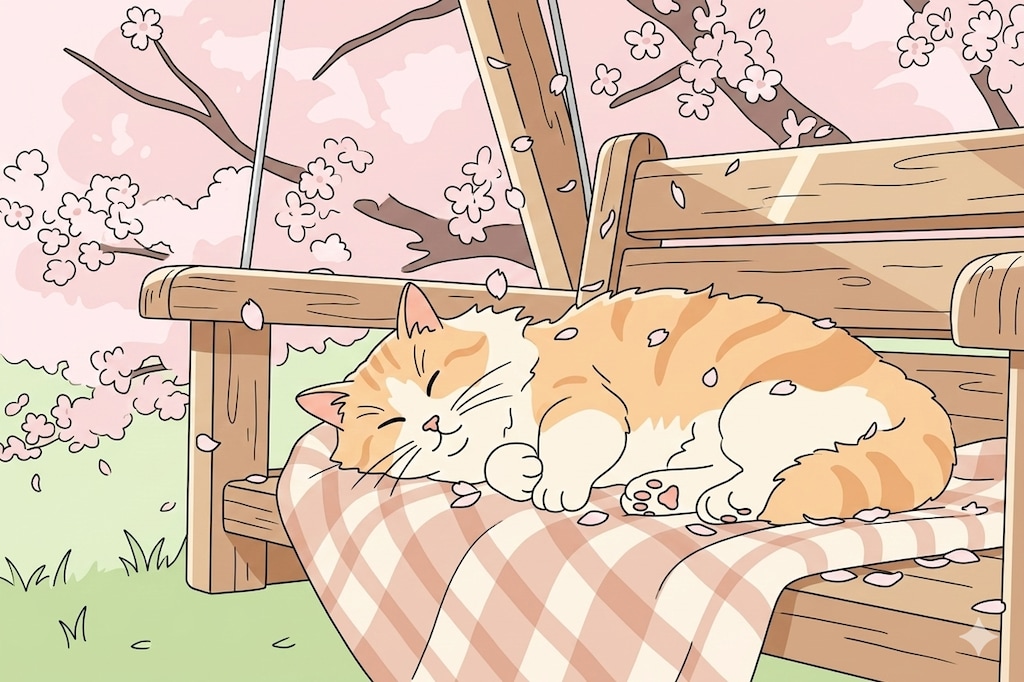 🐈️ベンチで眠る猫🪑