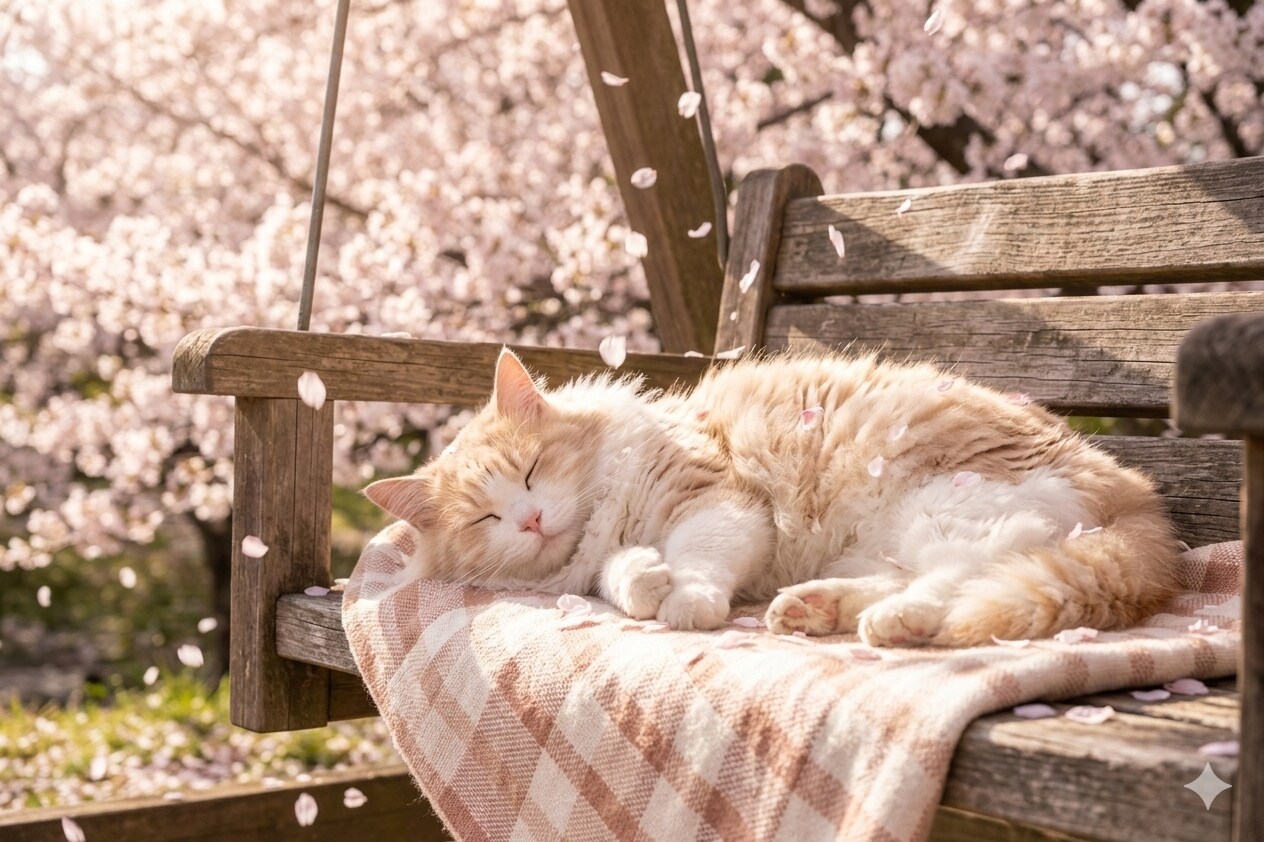 🐈️ベンチで眠る猫🪑 | の人気AIイラスト・グラビア